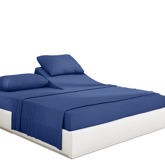 PRATYUX 6-Piece Split Head Queen Sheet Set - 700-Thread Count 100% Organic Cotton - Sheet Set - 10" Deep Pockets - 32" Split, Mediterranean Blue