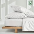 thumbnail image 1 of PRATYUX Cal-King 3-PC (1 Fitted + 2 Pillowcases) Pure Organic Bed Sheet Set 700-Thread Count, 15" Deep Pockets - White, 1 of 7