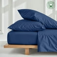 thumbnail image 1 of PRATYUX Full 3-PC (1 Fitted + 2 Pillowcases) Pure Organic Bed Sheet Set 700-Thread Count, 15" Deep Pockets - Mediterranean Blue, 1 of 7