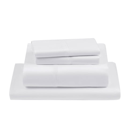 PRATYUX Full 4-PC Organic Cotton Percale Bed Sheet Set 1000-Thread Count 100% Long Staple Cotton, 30 inch Deep Pockets [1 Flat, 1 Fitted Sheet, 2 Pillowcases] - Percale White