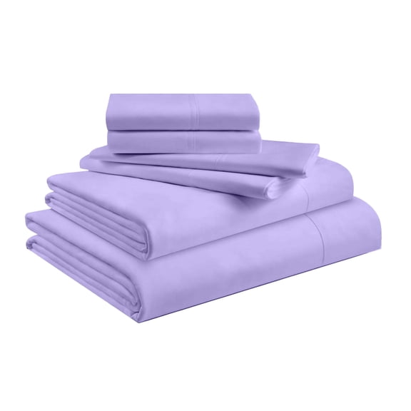 PRATYUX Full 6-PC Bed Sheet Set (4-Pillowcases) 400-Thread Count 100% Egyptian Cotton Soft Breathable, 18" Deep Pockets - Lilac