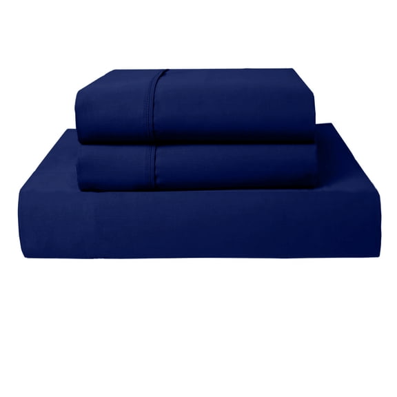 PRATYUX Full XL 3-PC (1 Fitted + 2 Pillowcases) Set 600-TC Egyptian, 12" Deep - Navy Blue