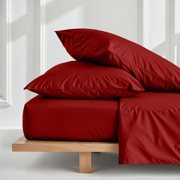 PRATYUX Full XL 4-PC Organic Cotton Bed Sheet Set 800-Thread Count 100% Long Staple Cotton, 19 inch Deep Pockets [1 Flat, 1 Fitted Sheet, 2 Pillowcases] - Burgundy