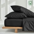 thumbnail image 1 of PRATYUX King 3-PC (1 Fitted + 2 Pillowcases) Pure Organic Bed Sheet Set 700-Thread Count, 12" Deep Pockets - Dark Grey, 1 of 7