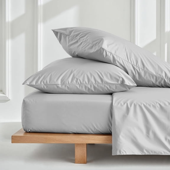 PRATYUX King 4-PC Organic Cotton Bed Sheet Set 800-Thread Count 100% Long Staple Cotton, 12 inch Deep Pockets [1 Flat, 1 Fitted Sheet, 2 Pillowcases] - Light Grey