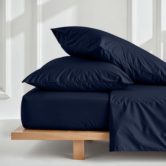 PRATYUX King 4-PC Organic Cotton Bed Sheet Set 800-Thread Count 100% Long Staple Cotton, 12 inch Deep Pockets [1 Flat, 1 Fitted Sheet, 2 Pillowcases] - Navy Blue