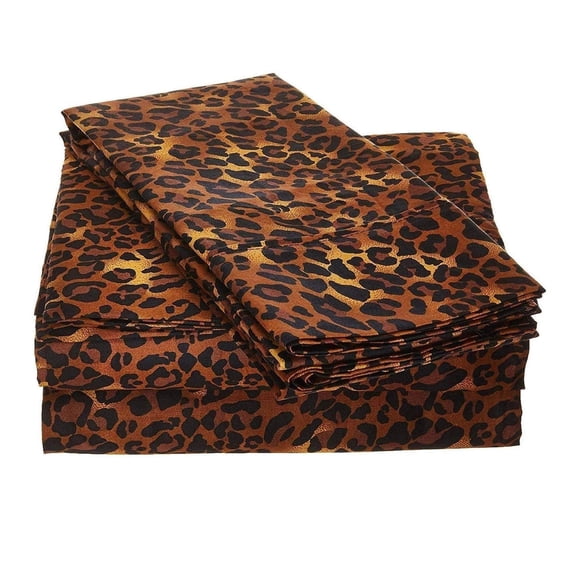 PRATYUX King 4-PC Sheet Set 1000-TC 100% Egyptian Cotton, 25 inch Deep Pockets - Leopard Print