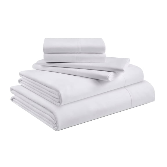 PRATYUX Percale Sheets - California King 6-Piece Sheet Set 700-Thread Count 100% Pure Organic Percale Cotton, 12" Deep Pockets (1 Flat, 1 Fitted, 4 Pillowcases) - White Percale Sheets