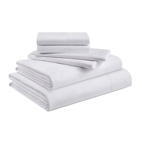 PRATYUX Percale Sheets - Twin 6-Piece Sheet Set 700-Thread Count 100% Pure Organic Percale Cotton, 15" Deep Pockets (1 Flat, 1 Fitted, 4 Pillowcases) - White Percale Sheets