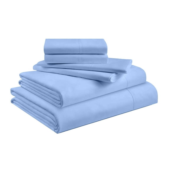 PRATYUX Queen 6-PC Sheet Set 700-TC 100% Egyptian Cotton, 21" Deep Pockets - Light Blue