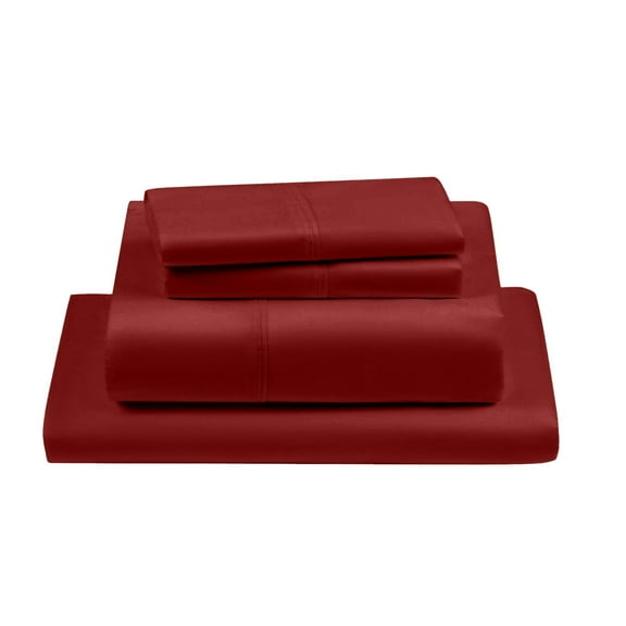 PRATYUX Short Queen 4-PC Sheet Set 600-TC 100% Egyptian Cotton, 25 inch Deep Pockets - Burgundy