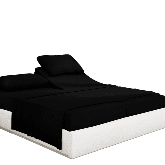 PRATYUX Split Cal-King 5-PC Sheet Set for Adjustable Bed - 700-Thread Count 100% Organic Cotton, 15" Deep Pockets - Black