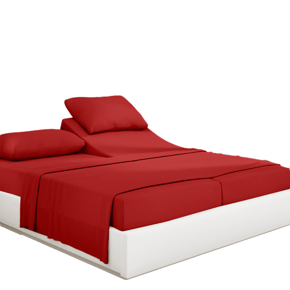 PRATYUX Split Cal-King 5-PC Sheet Set for Adjustable Bed - 1000-Thread Count 100% Organic Cotton, 15" Deep Pockets - Burgundy
