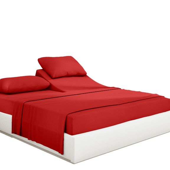 PRATYUX Split Head CalKing Sheet Set - 400-Thread Count 100% Egyptian Cotton - 4-PC Set - 15" Deep Pockets - 36" Split, Burgundy Solid