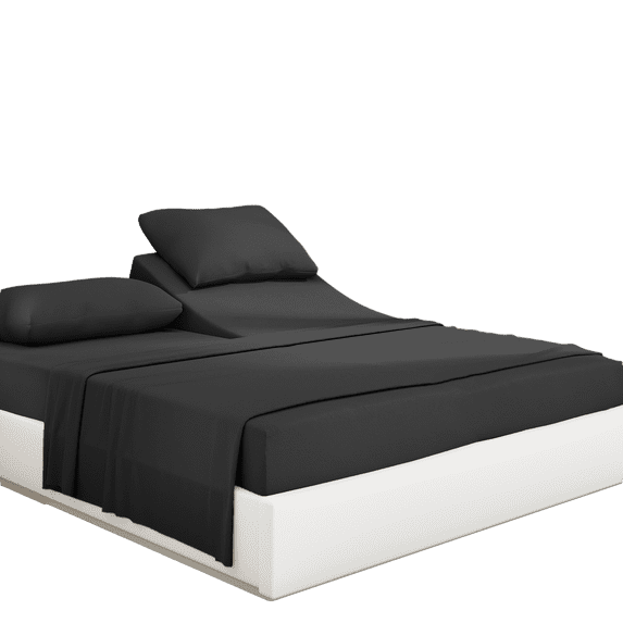 PRATYUX Split Head King Sheet Set - 700-Thread Count 100% Egyptian Cotton - 4-PC Set - 12" Deep Pockets - 36" Split, Dark Grey Solid