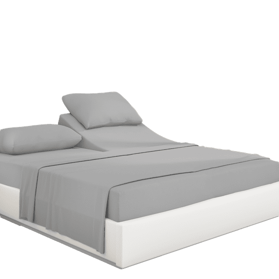 PRATYUX Split Head King Sheet Set - 800-Thread Count 100% Egyptian Cotton - 4-PC Set - 15" Deep Pockets - 34" Split, Light Grey Solid