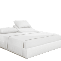 PRATYUX Split Head Queen Sheet Set - 100% Organic Percale Cotton 1000-Thread Count - 4-PC Set - 10" Deep Pockets - 28" Split, Percale White