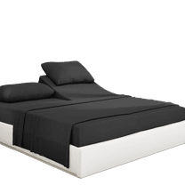 PRATYUX Split Head Queen Sheet Set - 1000-Thread Count 100% Organic Cotton - 4-PC Set - 15" Deep Pockets - 28" Split, Dark Grey Solid