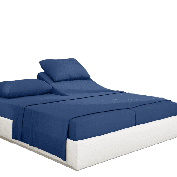 PRATYUX Split King 5-PC Sheet Set for Adjustable Bed - 1000-Thread Count 100% Organic Cotton, 18" Deep Pockets - Mediterranean Blue