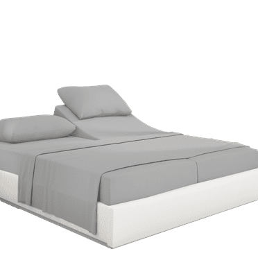 PRATYUX Split King 5-PC Sheet Set for Adjustable Bed - 1000-Thread Count 100% Organic Cotton, 28" Deep Pockets - Light Grey
