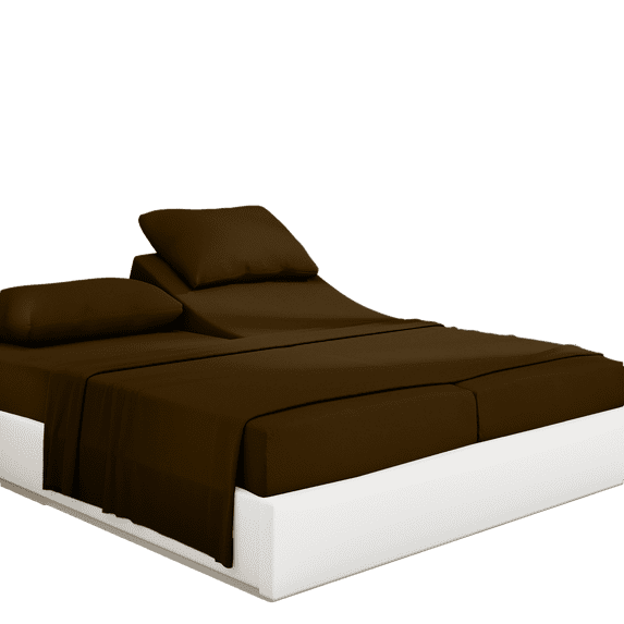 PRATYUX Split Queen 5-PC Bed Sheet Set for Adjustable Mattress - 400-Thread Count 100% Soft Breathable Egyptian Cotton, 15" Deep Pockets - Chocolate
