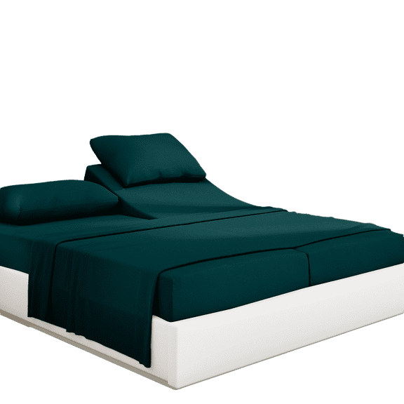 PRATYUX Split Queen 5-PC Bed Sheet Set for Adjustable Mattress - 400-Thread Count 100% Soft Breathable Egyptian Cotton, 20" Deep Pockets - Teal Blue