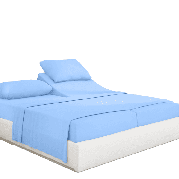 PRATYUX Split Queen 5-PC Sheet Set for Adjustable Bed - 800-Thread Count 100% Organic Cotton, 28" Deep Pockets - Light Blue