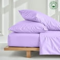 thumbnail image 1 of Twin 3-PC (1 Fitted + 2 Pillowcases) Pure Organic Bed Sheet Set 800-Thread Count, 25" Deep Pockets - Lilac, 1 of 7