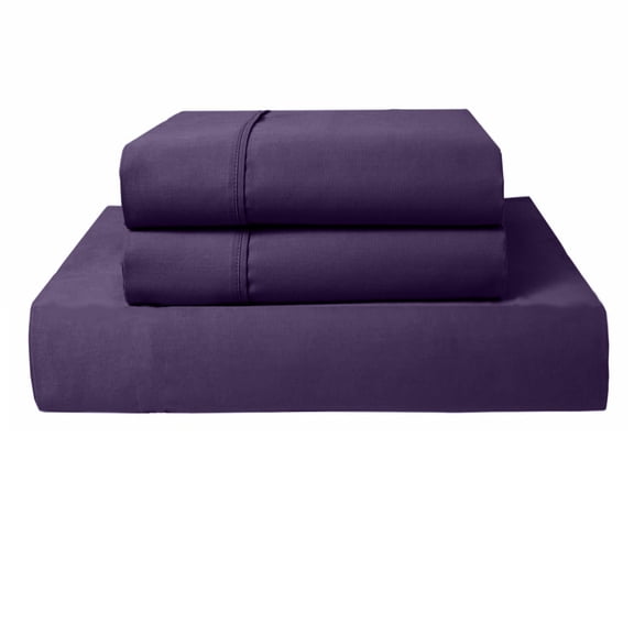 PRATYUX Twin 3-PC (1 Fitted + 2 Pillowcases) Set 400-Thread Count Soft Breathable Sateen Weave Egyptian Cotton, 10" Deep - Plum