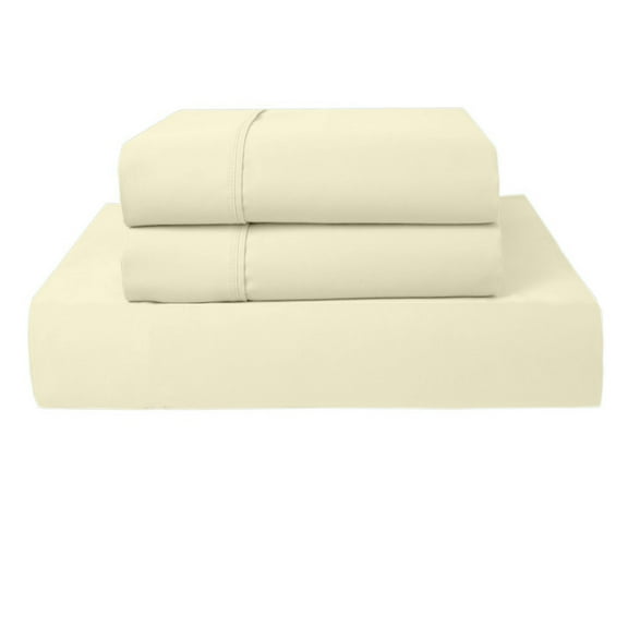 PRATYUX Twin 3-PC (1 Fitted + 2 Pillowcases) Set 600-TC Egyptian, 10" Deep - Ivory