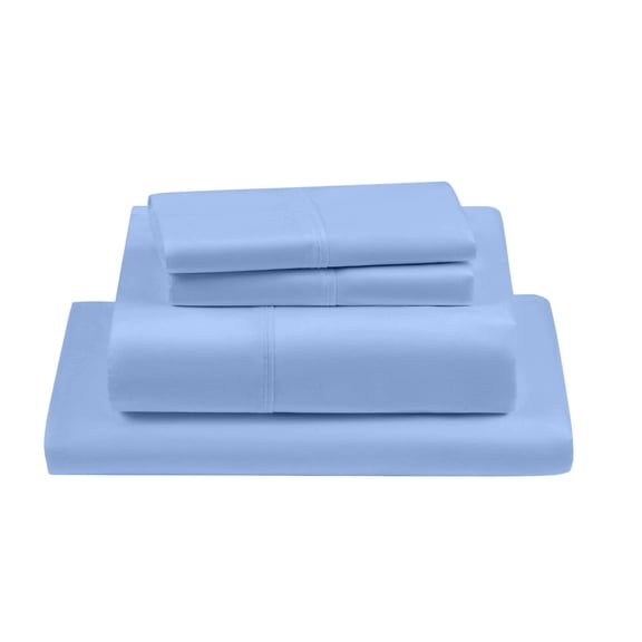 PRATYUX Twin 4-PC Organic Cotton Bed Sheet Set 1000-Thread Count 100% Long Staple Cotton, 15 inch Deep Pockets [1 Flat, 1 Fitted Sheet, 2 Pillowcases] - Light Blue