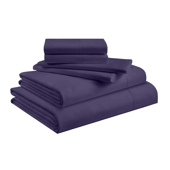 PRATYUX Twin 6-PC Sheet Set 1000-TC 100% Egyptian Cotton, 15" Deep Pockets - Plum