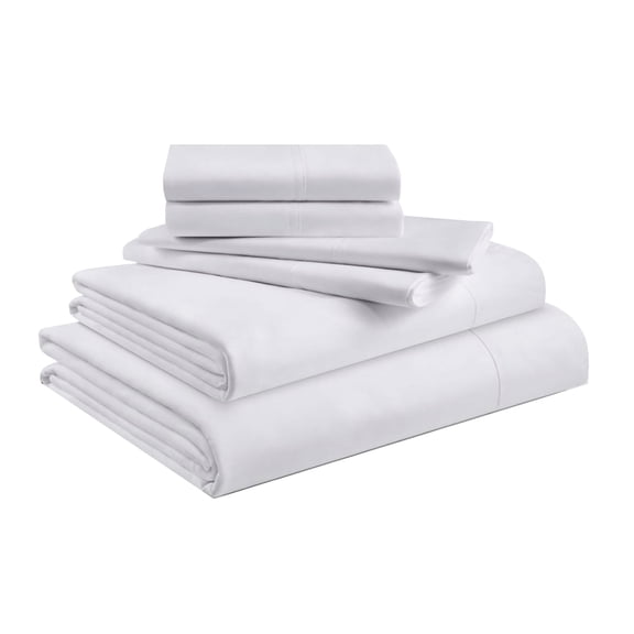 PRATYUX Twin XL 6-PC Bed Sheet Set (4-Pillowcases) 400-Thread Count 100% Egyptian Cotton Soft Breathable, 15" Deep Pockets - White