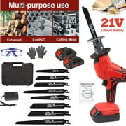 PRAXO 21V Cordless Reciprocating Saw,Electric Hand Saw Sawzall Cordless with 2 Rechargeable Battery & Fast Charger, 8 Saw Blades for Wood/Metal/PVC Pipe Cutting