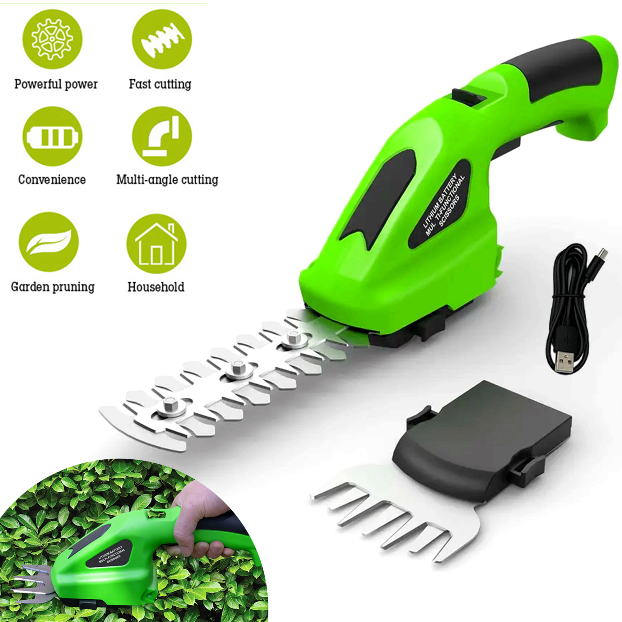 PRAXO Cordless Grass Shear Mini Shrubbery Trimmer, 7.2V Handheld Hedge