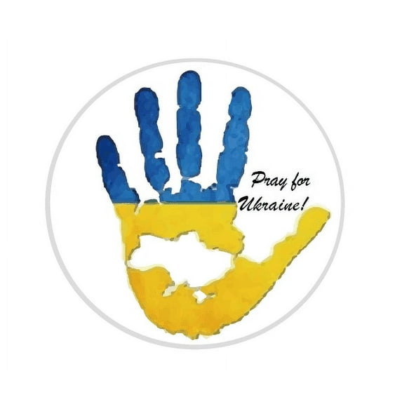 PRAY FOR UKRAINE BUTTON - Ukrainian Flag w/ Map Original Artwork Brooch Pinback Button