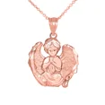 thumbnail image 1 of PRAYING GUARDIAN ANGEL PENDANT WITH MATTE FINISHED WINGS NECKLACE IN ROSE GOLD, 1 of 1