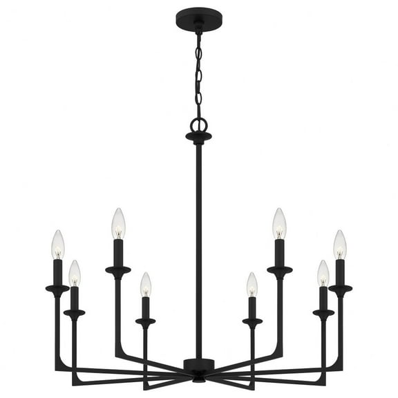 PRC5032MBK Quoizel Lighting Prescott - 8 Light Chandelier In Transitional Style-28 Inches Tall and 32 Inches Wide-Matte Black Finish -Traditional