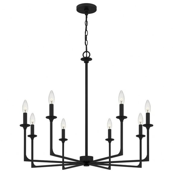 PRC5032MBK Quoizel Lighting Prescott - 8 Light Chandelier In Transitional Style-28 Inches Tall and 32 Inches Wide-Matte Black Finish -Traditional