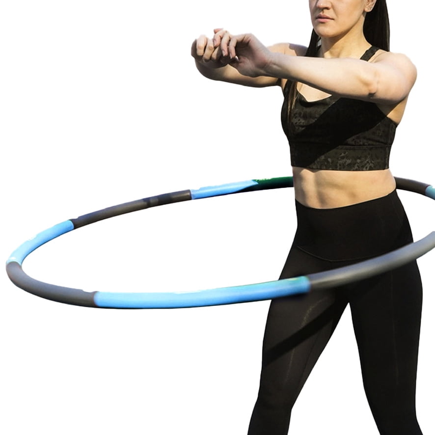 PRCTZ 2.5 lb Weighted Hula Hoop for Adults Men or Women, Collapsible with 8 Detachable Sections, Blue & Gray