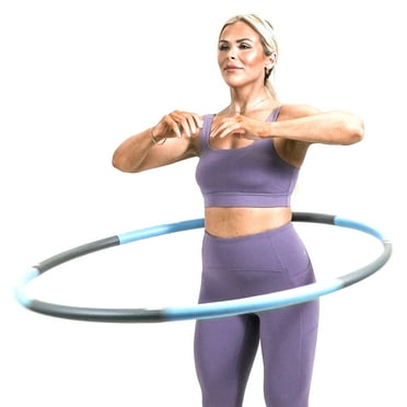 PRCTZ 2.5 lb Weighted Hula Hoop for Adults Men or Women, Collapsible with 8 Detachable Sections, Blue & Gray