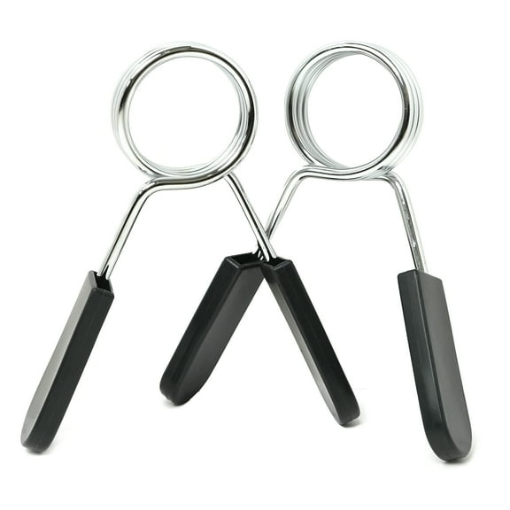 PRCTZ 2 inch Olympic Barbell Spring Collar 2-Pack, Chrome & Black