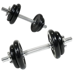 PRCTZ 40lb Adjustable Dumbbell Set, Chrome & Black