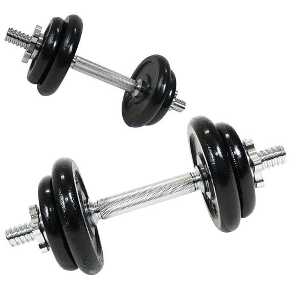 PRCTZ 40lb Adjustable Dumbbell Set, Chrome & Black