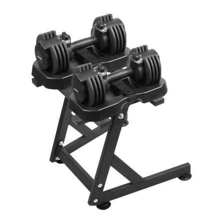 PRCTZ, 5-25lb Quick Select Adjustable Dumbbell Pair with Stand, Black