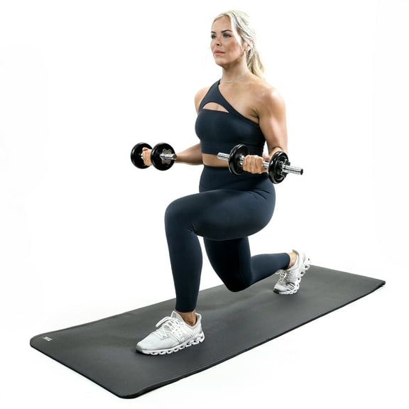 PRCTZ All-Purpose Workout Foam Exercise Yoga Mat, 12mm Thickness, 72 in x 24 in, NBR Foam, Non-Slip, Carry Strap, Black