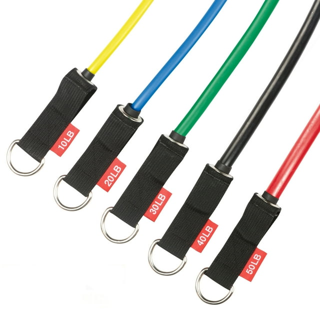 PRCTZ Resistance Exercise Tube Bands Set, Includes Resistance Tubes bands, Handles, Ankle Straps, Door Anchor, Multi-Color Set