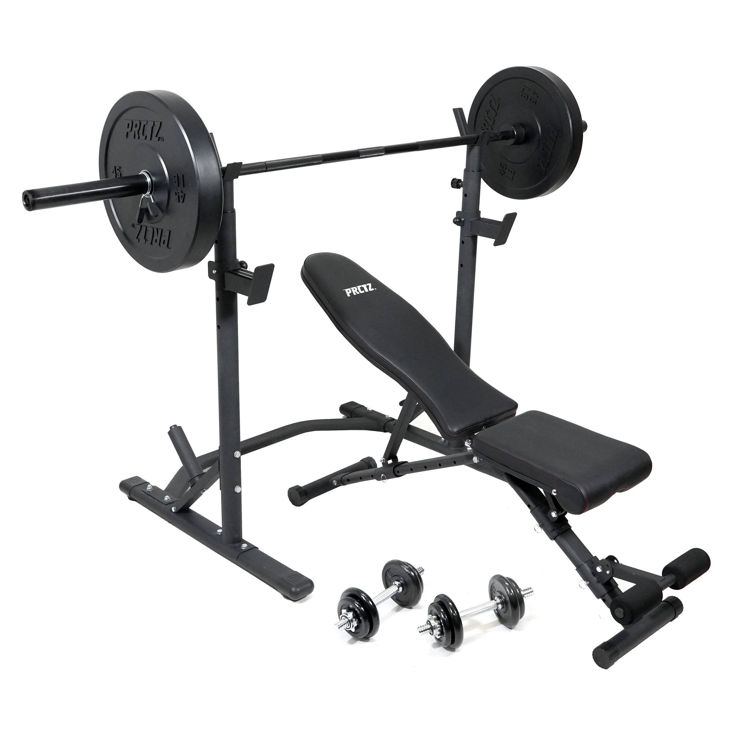 PRCTZ Homegym Bundle: Olympic Weight Bench, Squat Rack, Barbell