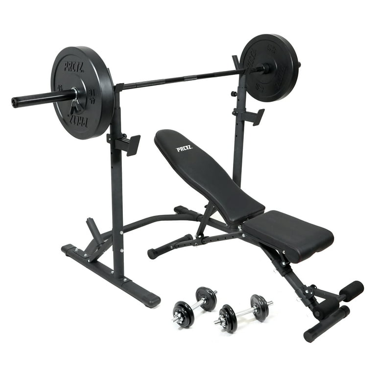 PRCTZ Homegym Bundle: Olympic Weight Bench, Squat Rack, Barbell