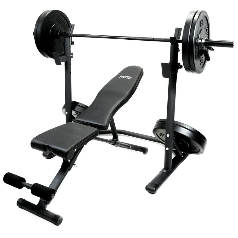 PRCTZ Two Piece Olympic Weight Bench with Squat Rack Foldable FID Bench and Weight Storage Walmart
